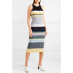 Victoria Beckham Stripe Ribbed Knit Midi Dress 6